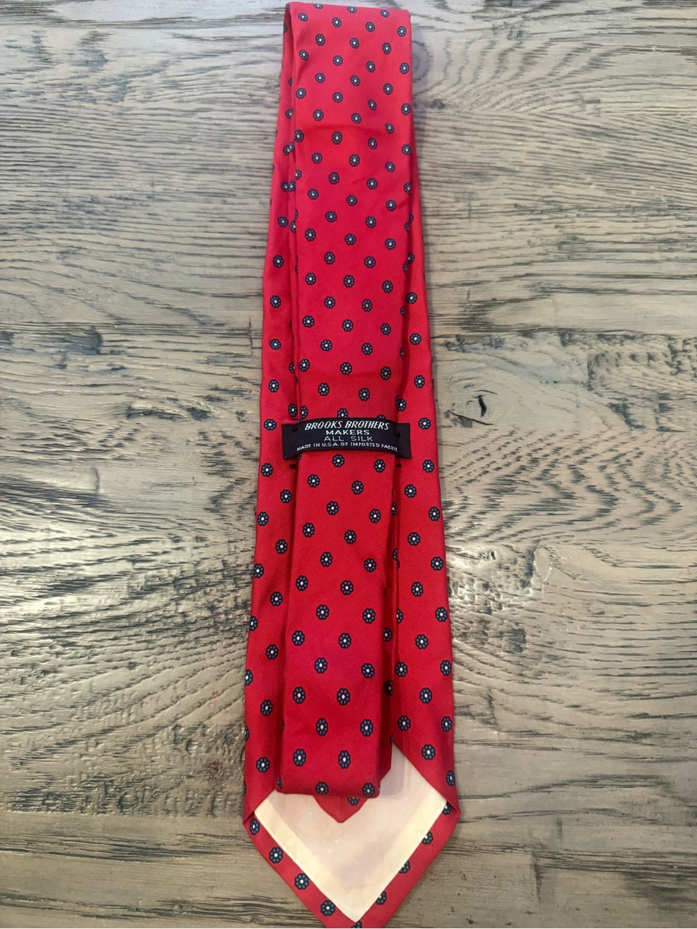 Brooks Brothers Red Silk Tie with Navy Dot Motif - Kids
